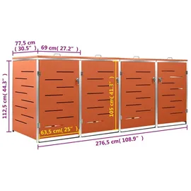vidaXL Mülltonnenbox für 4 Tonnen 276,5 x 77,5 x 115,5 cm orange