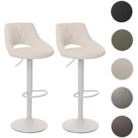 Mendler 2er-Set Barhocker HWC-N64, Barstuhl Tresenhocker, Fußablage drehbar, Kunstleder Metall ~ weiß