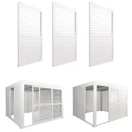 Proregal BERLINLODGE 3er-Set Aluminium Schiebetür für Pergola HxB 206x272cm Weiß Terrassenüberdachung Lamellenpaneel Modul