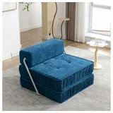 BBWL Sofa wandelbare Bodencouch mit Matratzenfunktion, Klappsofa Schlafsessel für kleine Räume blau