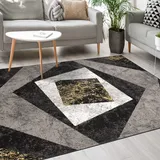 Mazovia Modern Teppich - Kurzflor - Teppich für Wohnzimmer, Schlafzimmer, Esszimmer - ÖKO-TEX Wohnzimmerteppich, Robust und pflegeleicht, Niedrige Florhöhe – Teppiche - grau gelb 160 x 220 cm