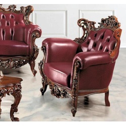 JVmoebel Chesterfield-Sessel, Sessel 90 x 82 cm Couch Polster Designer Leder 1 Sitzer Polster Sitz rot