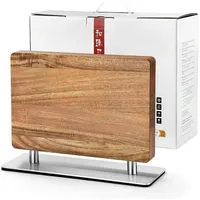 HEZHEN Magnetischer Messerhalter Holz, Doppelseitiger Starker Magnet Akazienholz Messerblock,