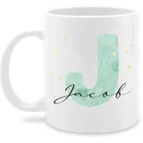 Tasse Tassen 325ml - Anfangsbuchstabe Personalisierbar mit Namen | Geschenk mit Initialen | Initialbuchstabe und Name individuell kombinierbar - 325 ml - Weiß - buchstabentasse buchstaben häferl