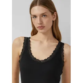 s.Oliver Geripptes Tanktop mit Spitze - schwarz - 36