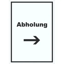 HB-Druck Abholung Schild mit Text und Richtungspfeil rechts Post hochkant A5 (148x210mm)