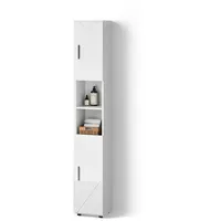 Livinity® Badschrank, Weiß Hochglanz, Weiß, 6 Fächer, Rechteckig, 30x192x30