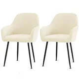 CLGTY Stuhlhussen Mit Armlehne Stretch, Weich Stuhlhussen Abnehmbar Bürostuhl Bezug Waschbar Hussen Für Stühle Für Esszimmer-Beige-2 Stück