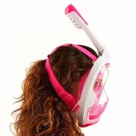 Seac Magica, Schnorchelmaske Vollgesichtsmaske Anti-Beschlag System mit einem weichen Maskenkörper, Dry Top Schnorchel mit Auslassventil, weiß/rosa, S/M