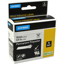 Dymo IND-Originalband 18484 (S0718220) schwarz auf weiß  19mm x 5,5m  Polyester permanent