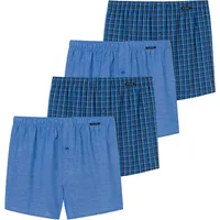 SCHIESSER Schiesser, Herren Web-Boxershorts, 4er Pack - Unterhose, Baumwolle Blau, XL