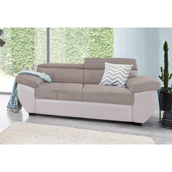 2-Sitzer COTTA "Speedway", braun (schlamm, schlamm), B:195cm H:74cm T:103cm, Kunstleder SOFTLUX / Luxus-Microfaser (100% Polyester), Flachgewebe (100% Polyester) / Struktur fein ( 100% Polyester), Kunstleder SOFTLUX / Struktur (100% Polyester), Sofas