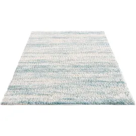 Carpet City Hochflor-Teppich Pulpy 524, rechteckig, Höhe: 30 mm, besonders weich, Meliert, ideal für Wohnzimmer & Schlafzimmer beige|blau 80 cm x 300 cm x 30 mm