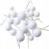 Festivalartikel Tortenstecker Tortendekoration Kugeln am Stiel Gold Topper Ball goldenen Kugeln weiß