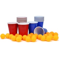 com-four® 48-teiliges Beer-Pong Set - Bier Pong Trinkspiel mit 24 Bechern und 24 Bällen - Partyspiel Blau gegen Rot - Bierpong-Becher-Set - Trinkspiel zum Zeitvertreib (048-teilig Becher+Bälle)