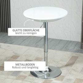 Homcom Bartisch Ständer und Tellerfuß aus Metall Bewegliche 360-Grad-Tischplatte Weiß Ø61 x 76-97 cm