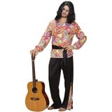 NET TOYS Hippie Outfit Herren 70er Jahre Kostüm L 52 Hippiekostüm Hemd Hose Gürtel Bunte Hippiehose 70s Flower Power Hippiehemd Hippieoutfit Fasching Karnevalskostüm Männer