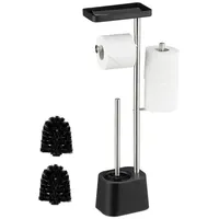 Relaxdays WC Garnitur mit Ablage Schwarz,Silber