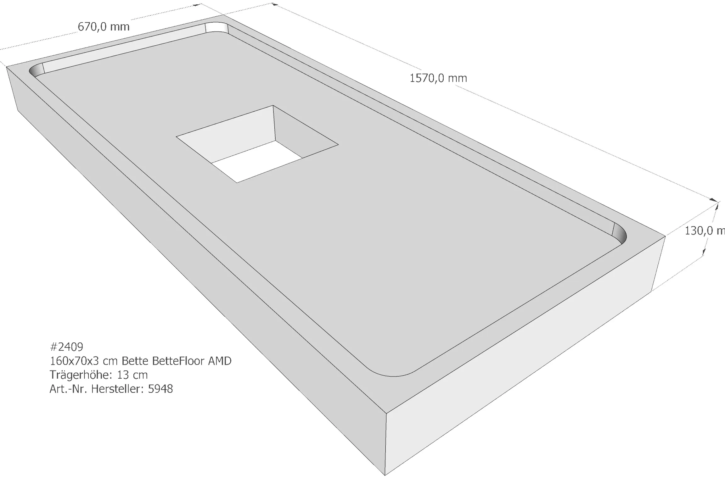 Duschwannenträger Bette BetteFloor 160x70x3 cm AMD