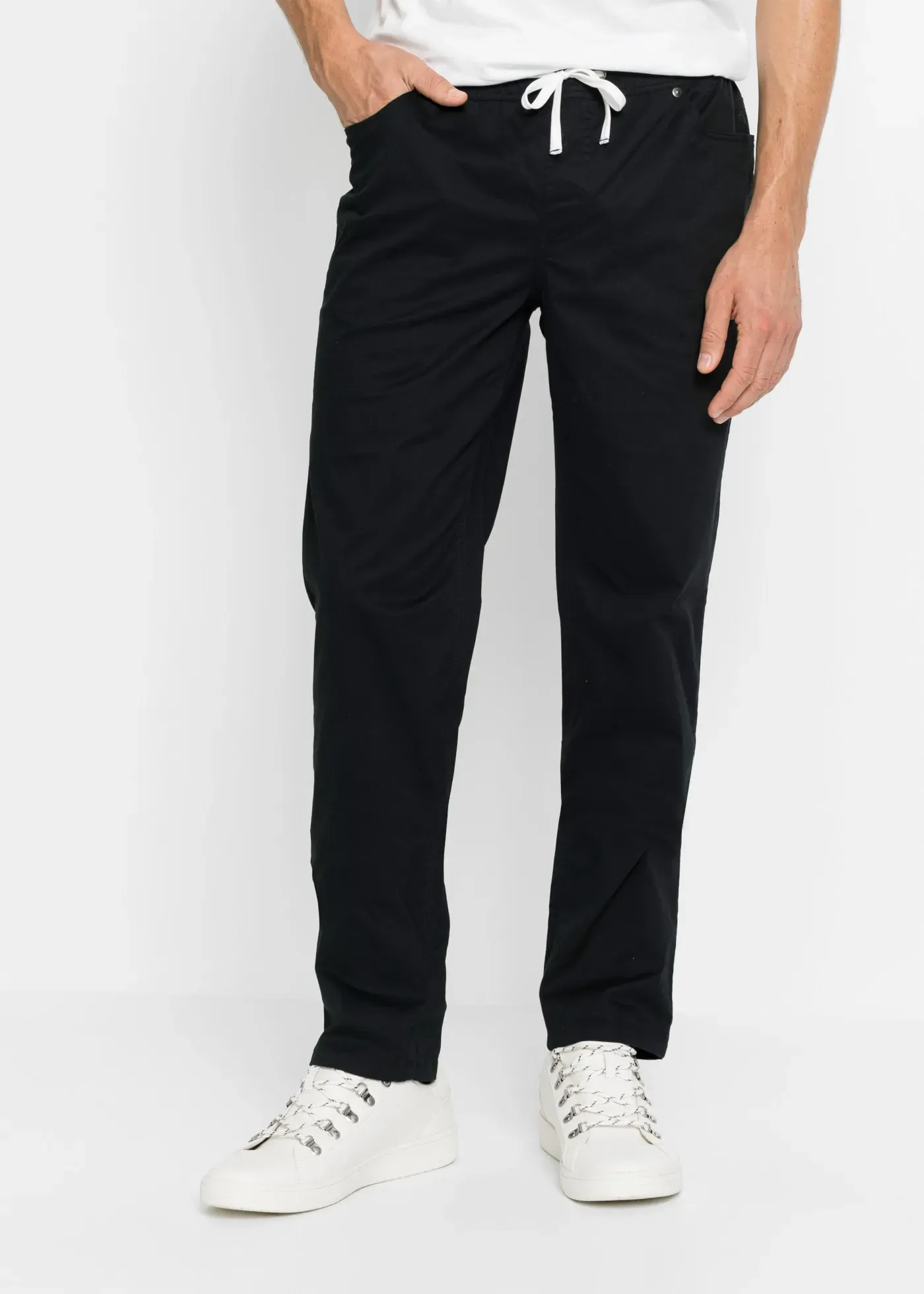 Schlupfhose BONPRIX, Herren, Gr. 50, N-Gr, schwarz, Obermaterial: 98% Baumwolle, 2% Elasthan, regular fit, Hosen Schlupfhose, mit elastischem Bund, Regular Fit, aus Baumwolle und Elasthan