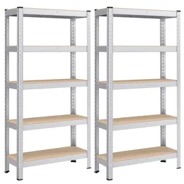Songmics Schwerlastregal Stahl 30 x 75 x 150 cm silbern