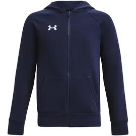 Under Armour Jungen Rival Fleece Full Zip Hoodie Sweatshirt, Midnight Navy/White, XL