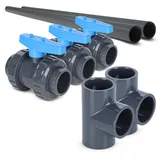 PVC-U Bypass Set 1 90° für Wärmepumpe Ø 50 mm Poolheizung Schwimmbecken Heizung