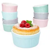 Mambocat 8er Set Emilia Soufflé Förmchen Porzellan 125ml rosa mint blau grau Auflaufform