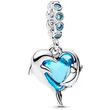 Pandora 793924C01 Silber Charm-Anhänger Blaue Muranoglas Delfine
