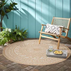 Outdoorteppich AYYILDIZ TEPPICHE "COMILLA 0887", beige, H:5mm Ø:200cm, Polypropylen, Teppiche, Pflegeleicht / Strapazierfähig / In- und Outdoor geeignet