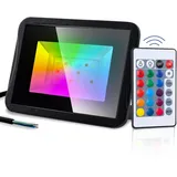 Jopassy RGB Fluter Außenleuchte IP67 Strahler Lampe Baustrahler Wasserdicht Licht LED Flutbeleuchtung Scheinwerfer 20W - Schwarz