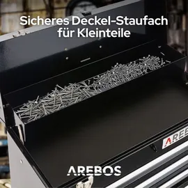 Arebos Werkzeugkoffer mit 3 Schubladen und 2 Ablagefächern 52 x 22 x 30,5 cm schwarz
