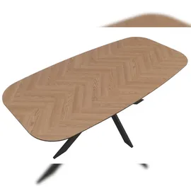 Mendler Esszimmertisch HWC-O56, Tisch Esstisch, MDF Metall 200x100cm ~ helle Eiche-Optik