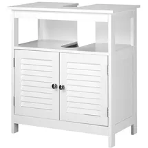 Bakaji Unterschrank, Waschbecken, Waschbecken, Badezimmerschrank, Zwei Türen, doppelte Öffnung, modernes Design, platzsparend, Innenregal, Holz, Weiß, 60 x 30 x 60 cm