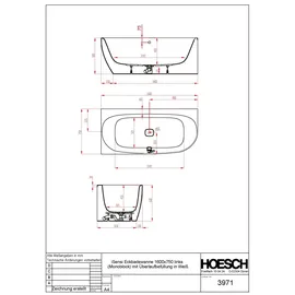 Hoesch iSensi Eckbadewanne 160 x 75 cm (1- Üb.- + AL)