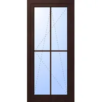 Balkontür "GEORG" 74 mm 3-fach Verglasung Kunststoff 4 Sprossenfelder Mahagoni holzähnlich innen öffnend DIN links