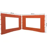 2 Seitenteile mit PE Fenster 300x197cm für Rank Pavillon 3x3m Seitenwand Terra/Rotorange RAL 2001