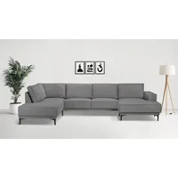 Wohnlandschaft OTTO HOME "XXL Sofa Oland, Struktur, Flachgewebe, Luxus-Microfaser, Boucle", grau, B:345cm H:85cm T:210cm, 100% Polyester, Sofas, Wohnlandschaft, U-Form, 345 cm, Wellenunterfederung, Skandi-Design, Metallfüße