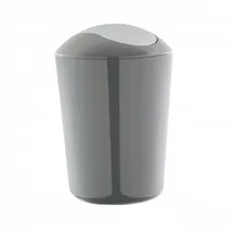 Testrut Axentia Schwingdeckeleimer, ca. 5 L Kosmetikeimer aus grauem Kunststoff, geruchsaufhaltender Mülleimer mit verchromtem Schwingdeckel