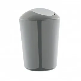 Testrut Axentia Schwingdeckeleimer, ca. 5 L Kosmetikeimer aus grauem Kunststoff, geruchsaufhaltender Mülleimer mit verchromtem Schwingdeckel