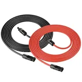 GLIESE 6mm2 Rot+Schwarz Solarkabel, PV Verlängerungskabel 1000V DC 1m bis 10m Solarkabel, (500 cm), Plug & Play, Kabellänge (wählbar): 1 m / 2 m / 3 m / 5 m / 10 m