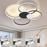 ZMH LED Deckenleuchte Dimmbar Mit Fernbedienung Deckenlampe Metall Acryl für Wohnzimmer Schlafzimmer Büro Hotel ... - Schwarz