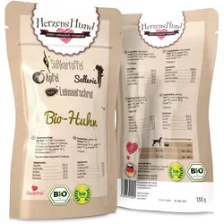 Herzenshund 130 Gramm Hundenassfutter 15 x 130 Gramm Bio Huhn mit Süßkartoffel