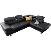 Ecksofa COTTA "Driver L-Form" Sofas Gr. B/H/T: 268cm x 73cm x 214cm, Leder BEEFY, Ottomane rechts, mit Kopfteilverstellung-ohne Bettfunktion und Bettkasten, schwarz mit Kopfteilverstellung, wahlweise Bettfunktion