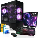 SYSTEMTREFF Gaming Komplett Set - Ryzen 7 7700 - AMD RX 6800 16GB - 32GB DDR5 - M.2 SSD 1TB (NVMe) Kingston + - 27 Zoll TFT - Desktop PC