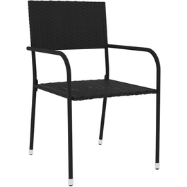 vidaXL 3-tlg. Garten-Essgruppe Poly Rattan Schwarz