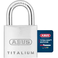 ABUS Vorhängeschloss Titalium 64TI/20 gleichschließend - Schlosskörper aus Spezial-Aluminium - gehärteter Stahlbügel - ABUS-Sicherheitslevel 3 - Silber