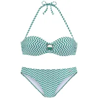 JETTE Bügel-Bandeau-Bikini Damen Grün/Weiß 34 Cup B