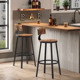 VASAGLE Barhocker 2er Set ergonomisch Holz Metall 2er Set  Braun/Schwarz