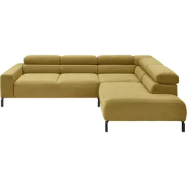 Home Affaire Ecksofa HOME AFFAIRE "Antonelli, L-Form, inkl. Kopfteilverstellung, Breite 276 cm", grün (pistachio), B:276cm H:71cm T:219cm, 95% Polyester, 5% Nylon, Sofas, Ecksofa, ohne Sitztiefenverstellung, in Feincord, pistachio